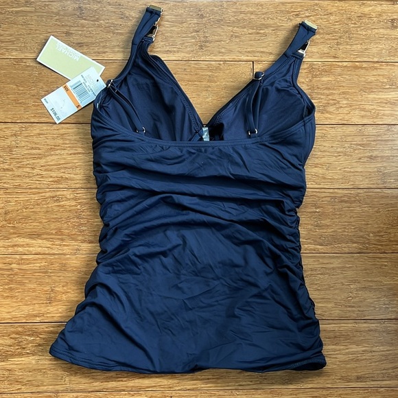 NEW MICHAEL Michael KORS Swim Rousing Tankini Navy sz S - Picture 2 of 5
